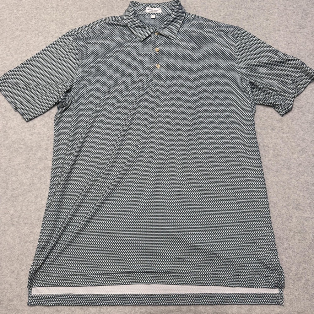 Peter Millar Summer Comfort Polo Shirt Mens L White Geometric Golf Coldstream